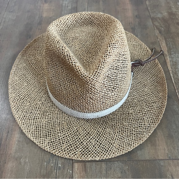 Jordache Tan Straw Hat with White Band - Picture 3 of 5